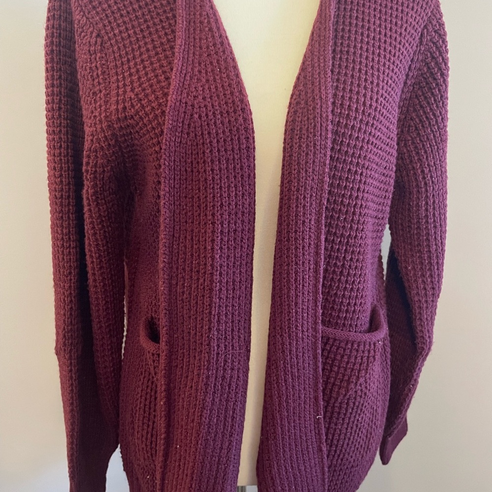 Zenana Outfitters burgundy Open-Front Cardigan